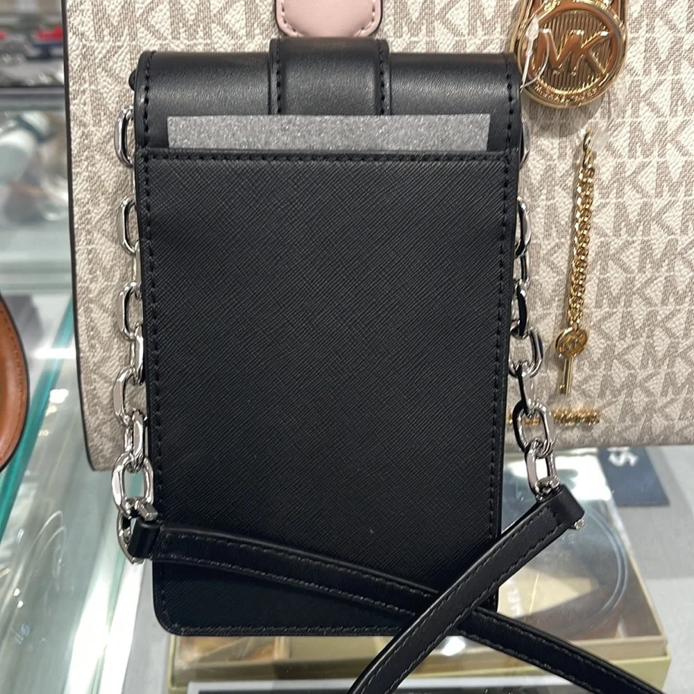 Michael Kors Carmen Small Logo Smartphone Crossbody Bag  Black  NWT